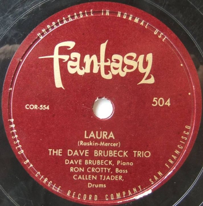 Dave Brubeck Trio - Fantasy 78rpm - Fantasy 78rpm release - Laura