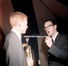 Paul Desmond and Gerry Mulligan, backstage, Newport Jazz Festival, unknown date.