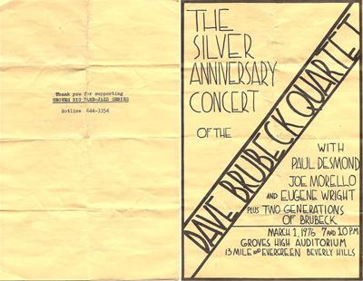 Very rare concert program from 1976 Silver Anniversary Tour at Groves High School, Michigan (Courtesy Craig Herteg). 