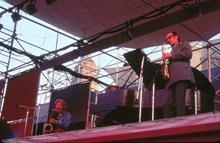 1971, Schaefer Music Festival, Central Park, NYC, Gerry Mulligan, Paul Desmond, Dave Brubeck, (Courtesy Jan Lombardi)