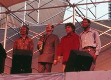 1971, Schaefer Music Festival, Central Park, NYC, Dave Brubeck, Paul Desmond, Jack Six, Alan Dawson (Courtesy Jan Lombardi)