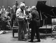 Iola & Dave during recording session for Milken Institute