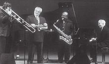 Dave with James Moody, Chris Brubeck, Bobby Militello 