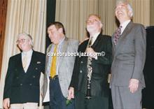 Randy Jones, Jack Six, Bill Smith and Dave Brubeck after performing at Duisburg University, 1994. 