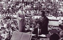 1958, The Monterey Jazz Festival Symphony. Dave and Paul with George Millar, conductor. (copyright Arthur McEwan)