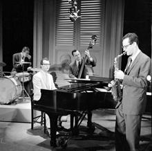 Ed Sullivan Show, circa 1956.  Joe Dodge, Dave Brubeck, Norman Bates and Paul Desmond