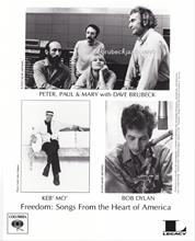 Columbia Records promoting 'Freedom:Songs From The Heart Of America'. Dave is pictured with Peter, Paul & Mary; also shown are Bob Dylan and Keb' Mo'.