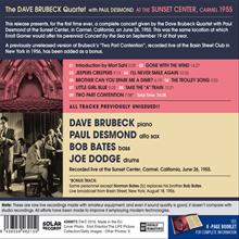 The Dave Brubeck Quartet with Paul Desmond At The Sunset Center, Carmel - CD back 
