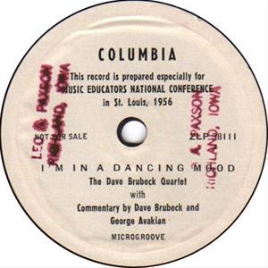 Im In A Dancing Mood   - Columbia promotional release - I'm In A Dancing Mood. 