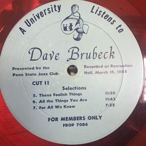 A University Listens To Jazz  - LP label 2