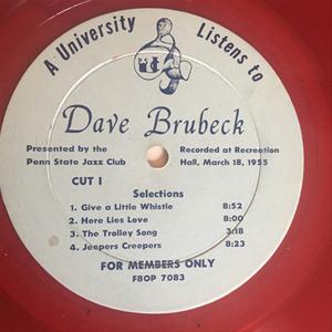 A University Listens To Jazz  - LP label 