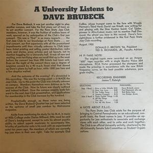 A University Listens To Jazz  - Notes from back of LP release